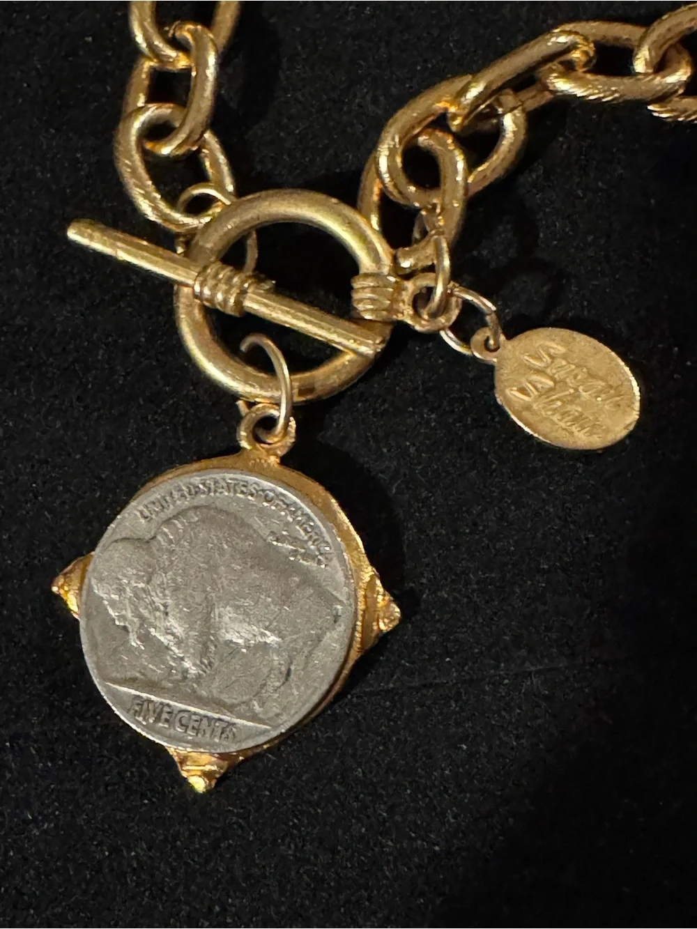 Susan Shaw Buffalo Nickel Gold Tone Bracelet Toggle Clasp